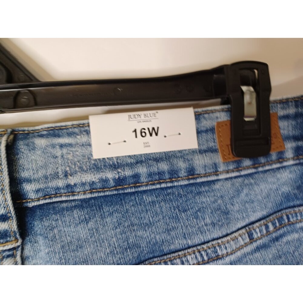 Judy Blue Skinny Fit High Waist Jeans Raw Hem Distressed 16W 34X27 - Picture 8 of 10